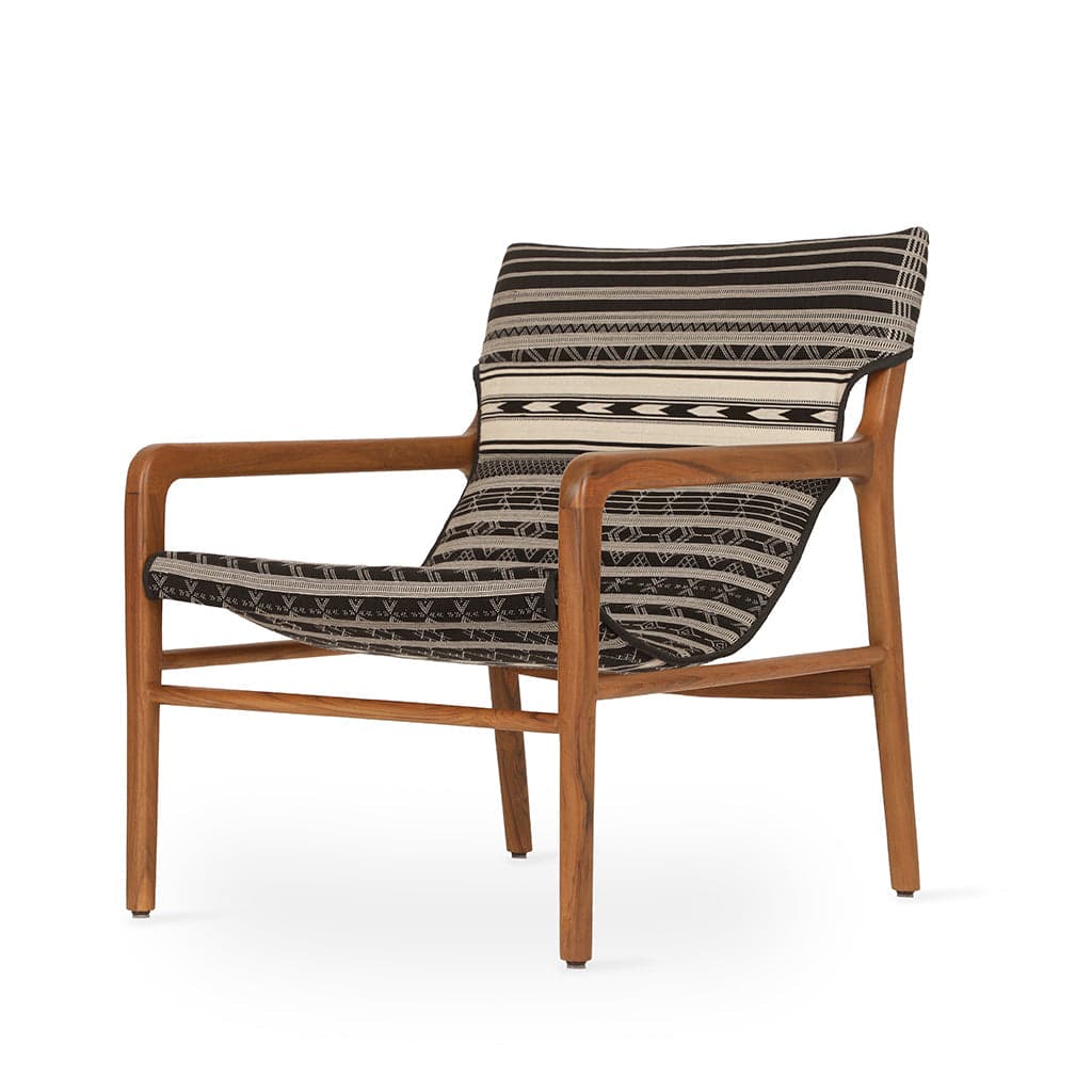 Ostry - Teak Lounge Chair, Multicolor Fabric by Alankaram