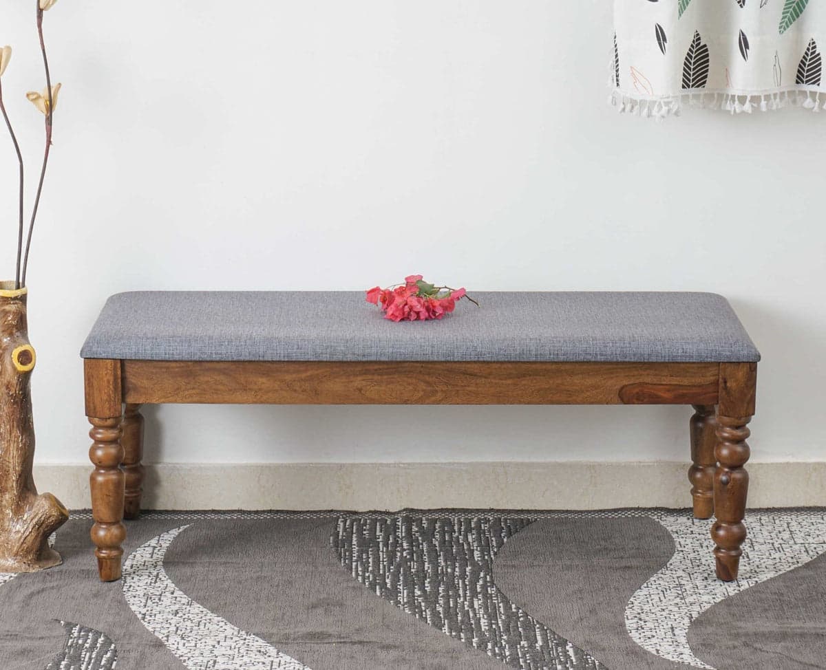 Belgium 3 Seater Sheesham Wood Bench - (Teak Finish) by Furniselan