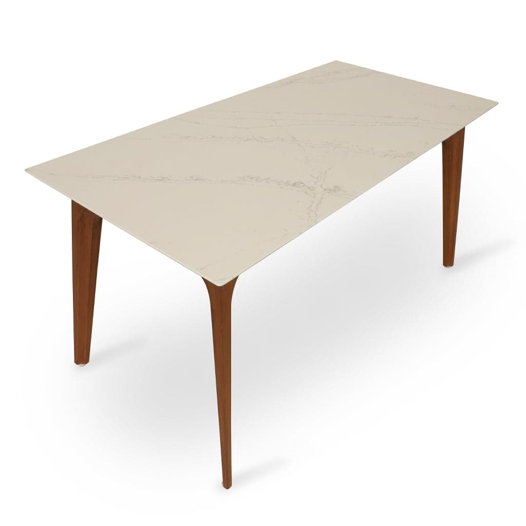 Uvala - Teakwood Dining Table with Stone Top by Alankaram