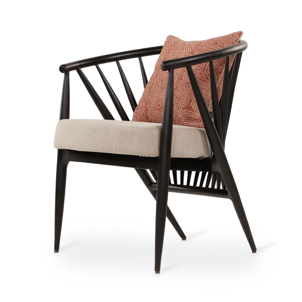 Hloma - Ash/Oak/Beech Dining Chair, Stained, Grey Fabric by Alankaram