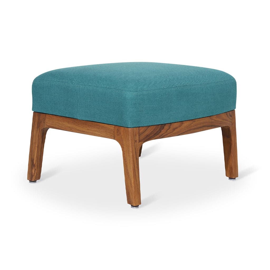 Toso - Footstool with Green Fabric 2 by Alankaram