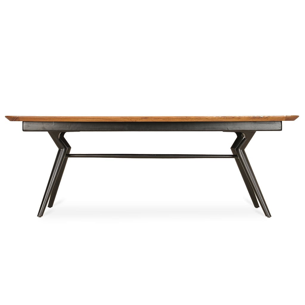 Fusi - Eight Seater Teak Dining Table (Compact), White Inlay by Alankaram