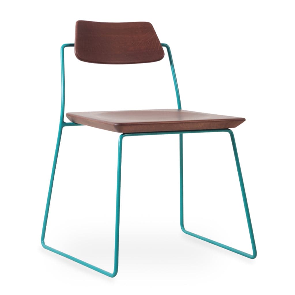 Minik - Metal Dining Chair, Ash/Oak/Beech Seat and back, Stained 2 by Alankaram