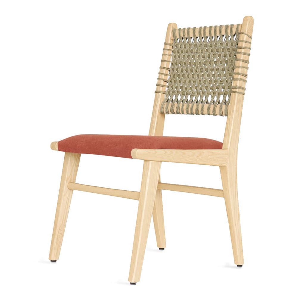 Asandi - Ash,Oak,Beech Dining Chair Brown Weaving, Red Upholstered by Alankaram