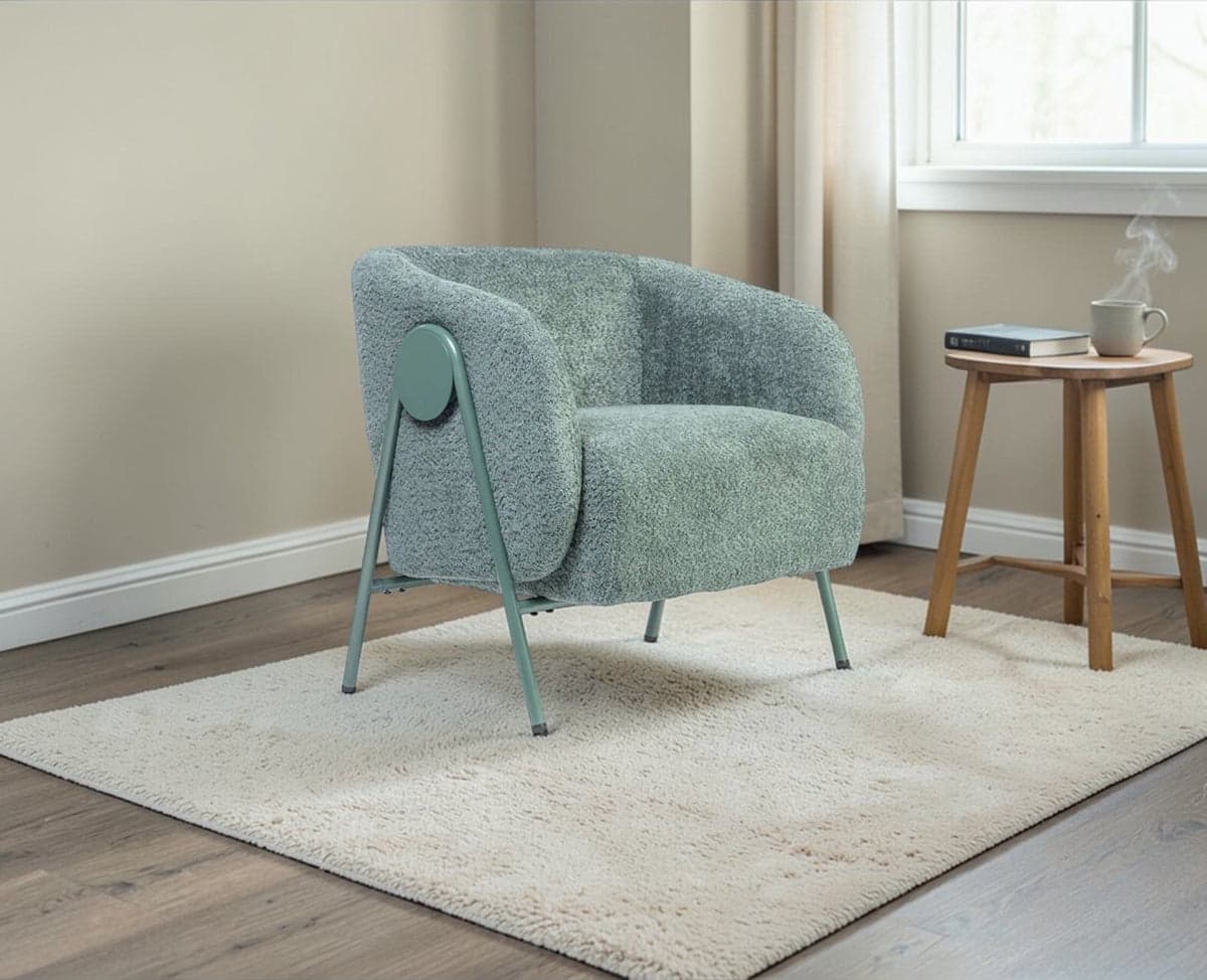 Sunbeam Lounge Chair – Modern Upholstered Lounge Chair for Home & Café - (Green) by Furniselan