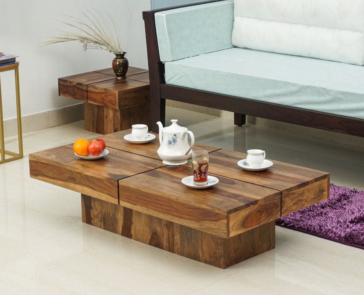 Malang Sheesham Wood Coffee Table - (Rustic Teak Finish) by Furniselan