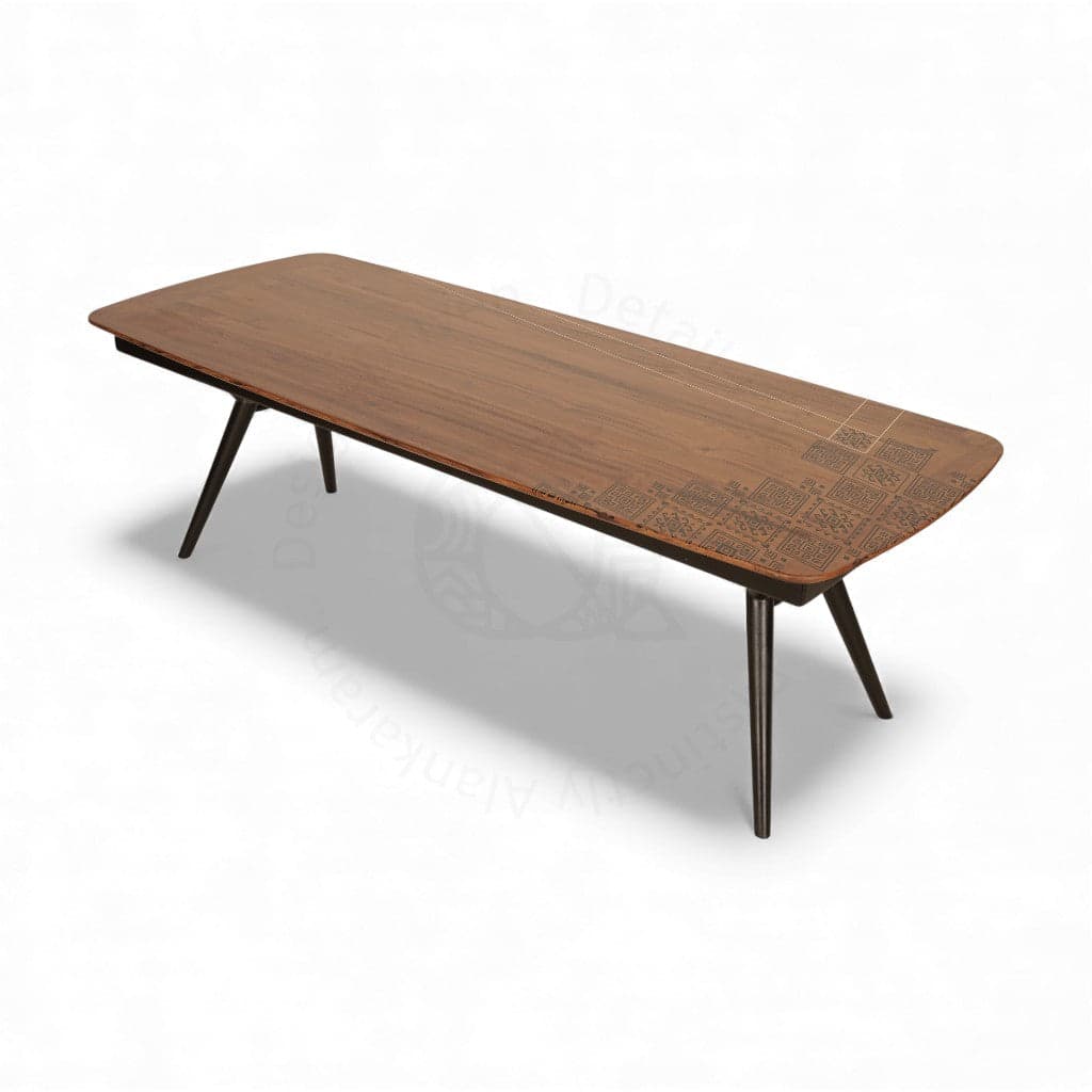 Fusi - Eight Seater Teak Dining Table, Black Inlay by Alankaram