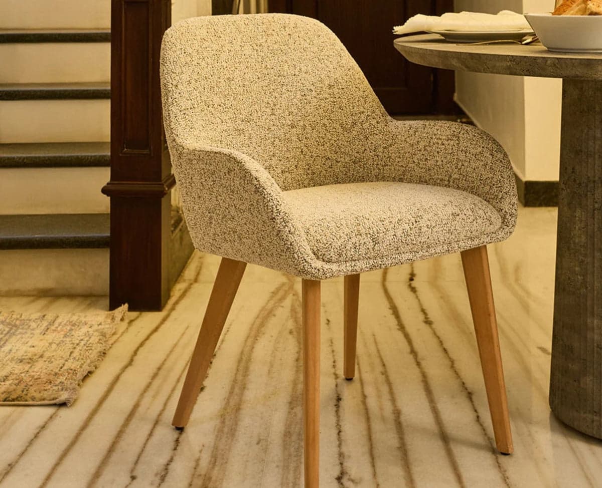 Ashford Dining Chair – Modern Upholstered Dining Chair for Home & Café - (light brown) by Furniselan