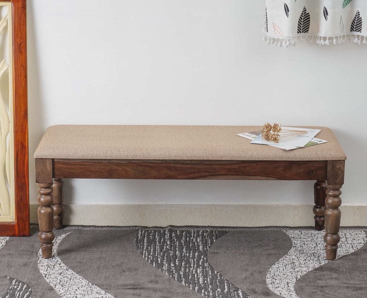 Belgium 3 Seater Sheesham Wood Bench - (Grey Finish) by Furniselan
