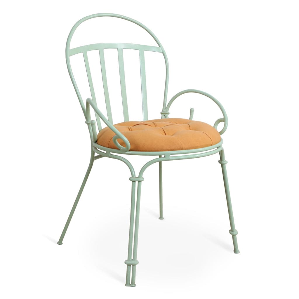 Kaba - Metal Dining Chair with Armrest, Upholstered Seat 3 by Alankaram
