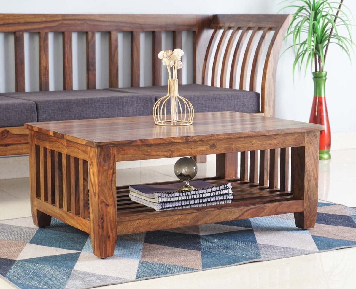 Cuttack Solid Wood Coffee Table - (Teak Finish) by Furniselan