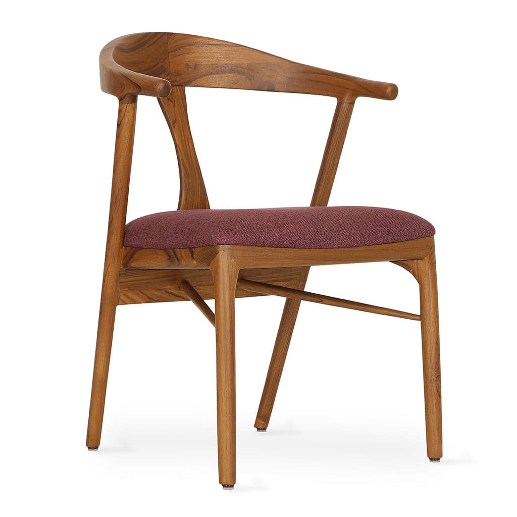 Ploot - Teak Dining Chair, Upholstered Seat 3 by Alankaram