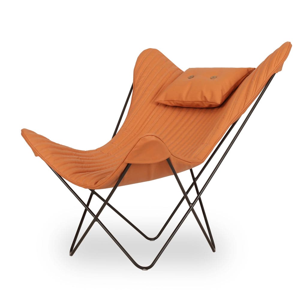 Kabo - Metal Lounge Chair Orange Leather by Alankaram