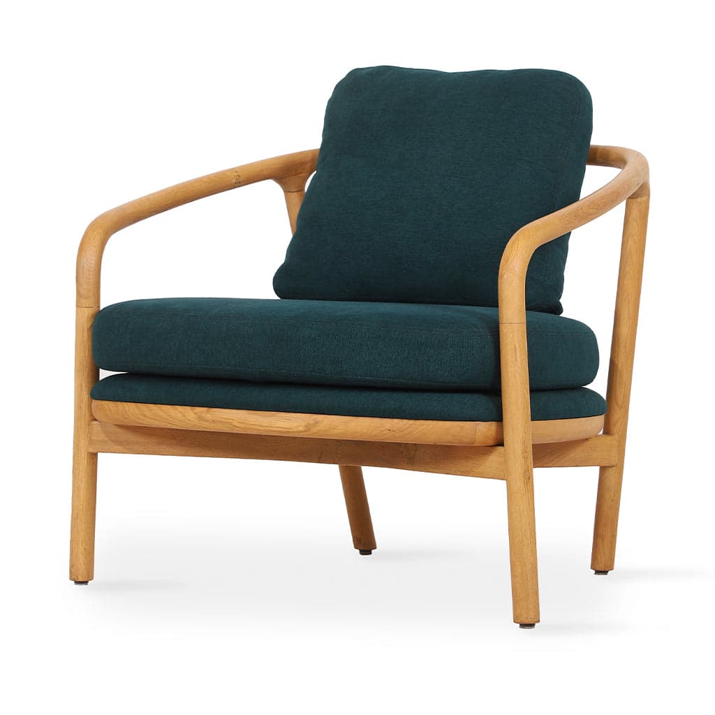 Nofo - Ash/Oak/Beech Lounge Chair, Teal Green Fabric by Alankaram