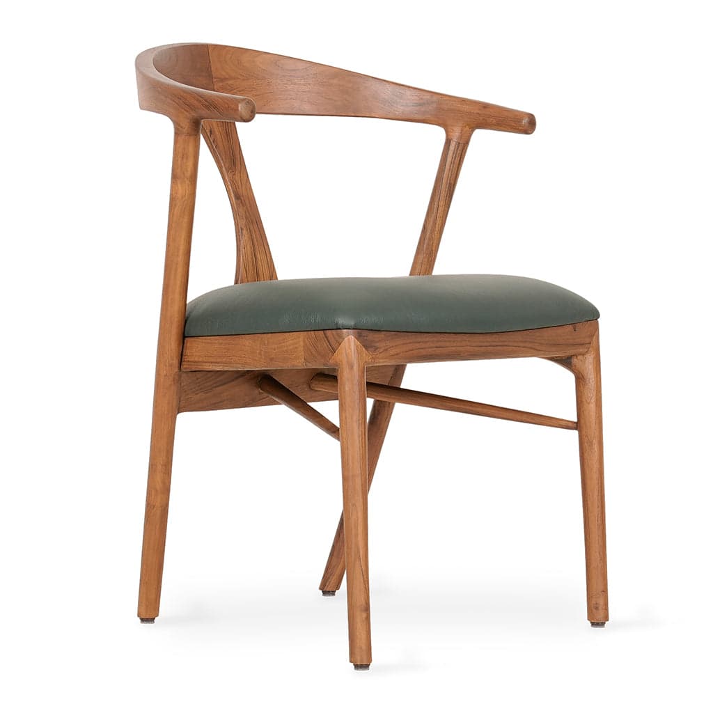 Ploot - Teak Dining Chair, Upholstered Seat 5 by Alankaram