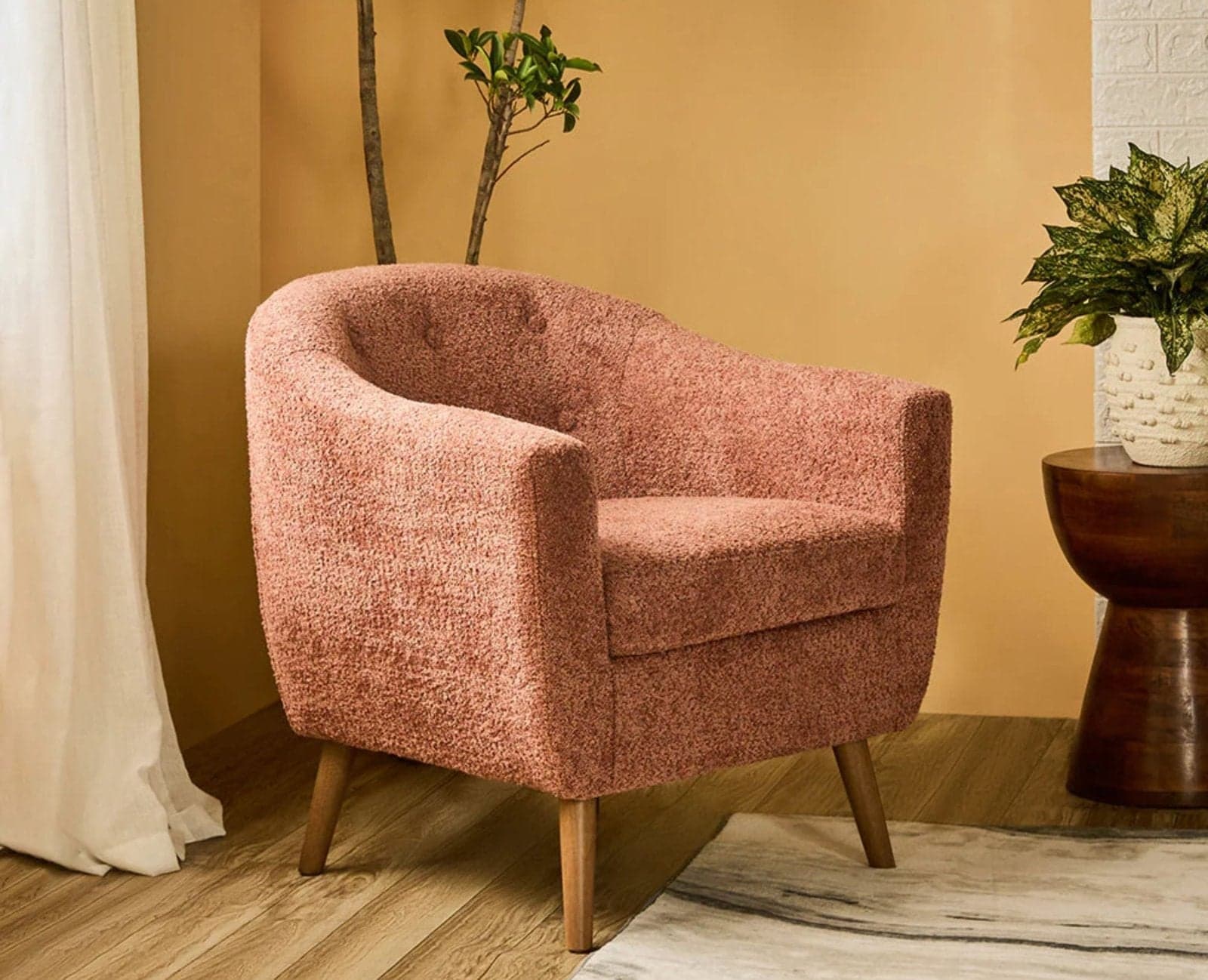 Felix Faux Chair – Modern Upholstered Dining Chair for Home & Café - (Dusty Rose brown) by Furniselan