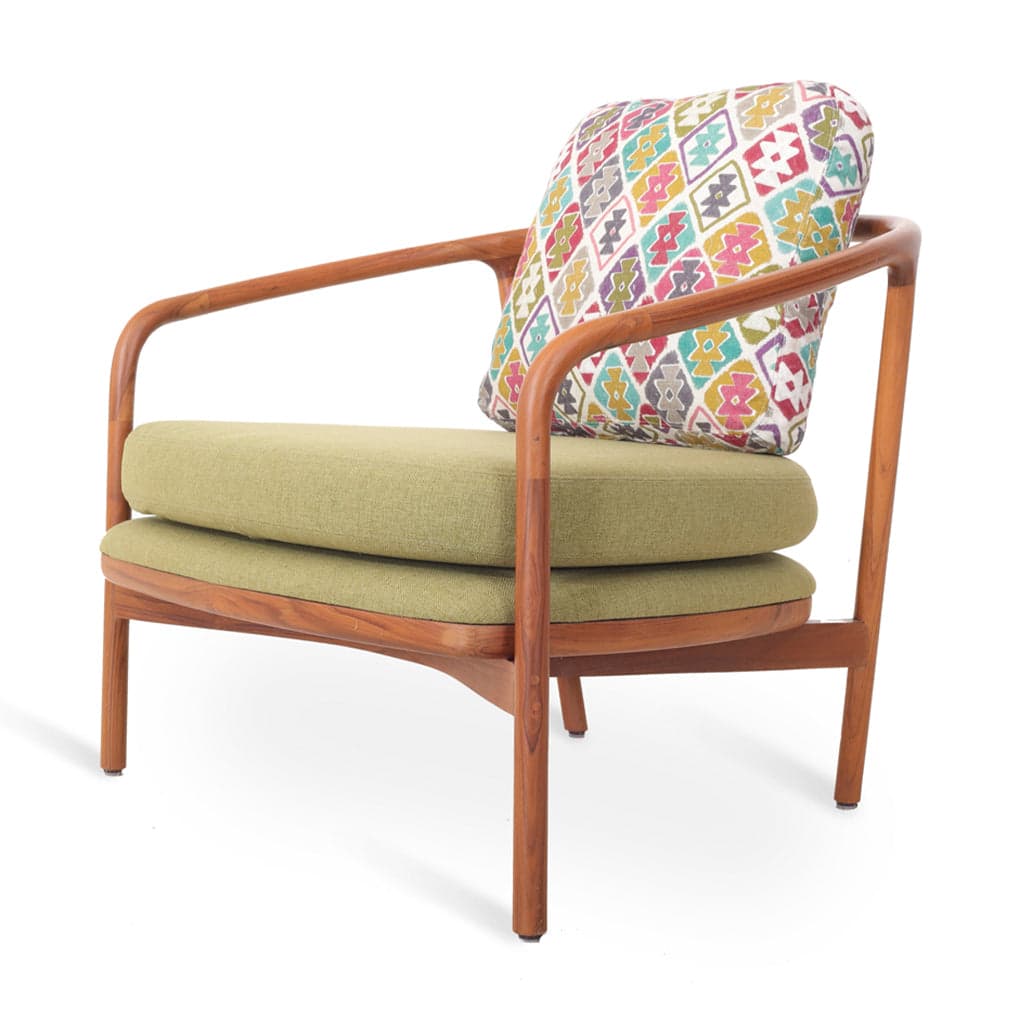 Nofo - Teak Lounge Chair, Green, Multicolor Printed by Alankaram