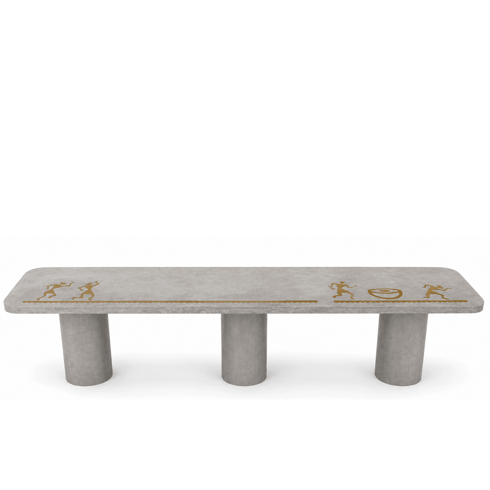 Concrete Furniture : Concrete Bench with Modern Brass Inlay Artwork by Vakr