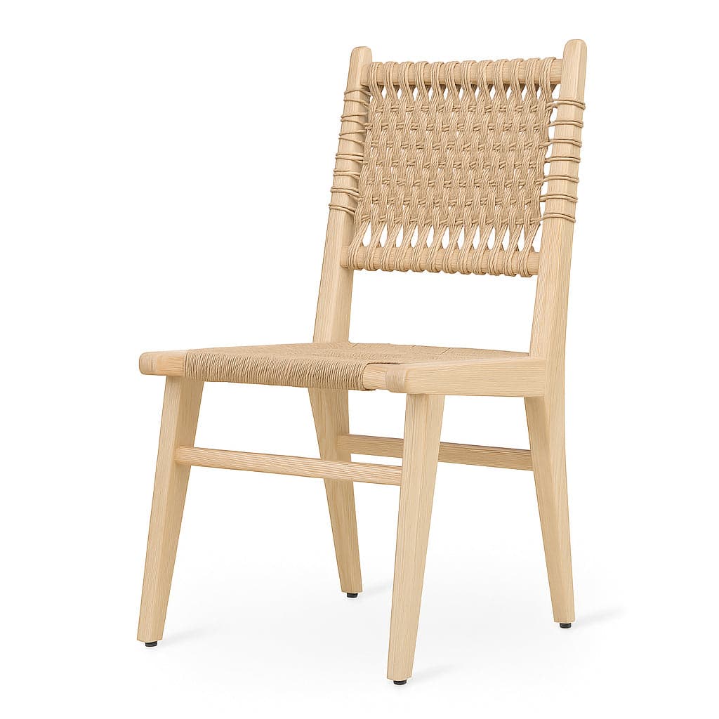 Asandi - Ash/Oak/Beech Dining Chair, Full White Woven by Alankaram