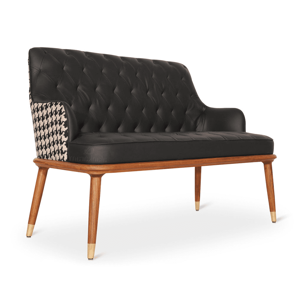 Doko - Two Seater Teak Sofa, Brass Accentuations 3 by Alankaram