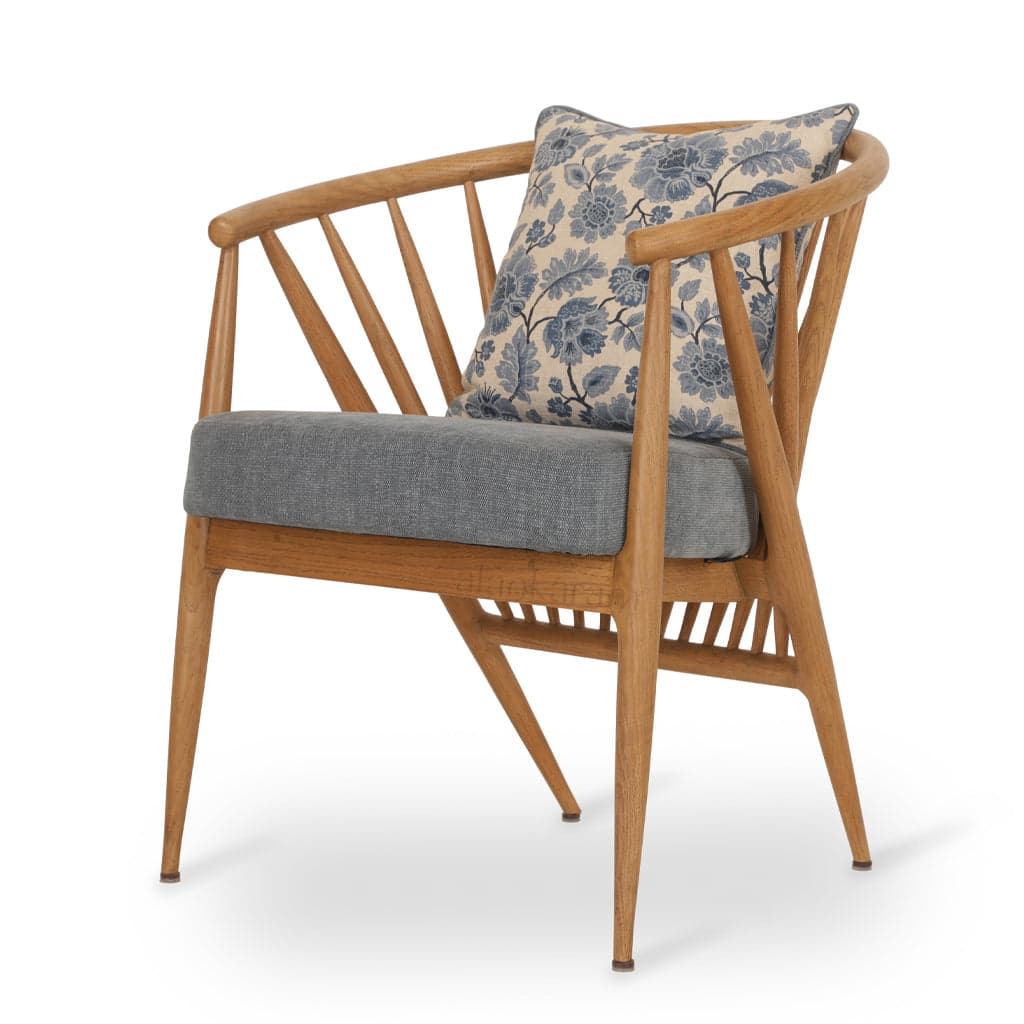 Hloma - Ash/Oak/Beech Dining Chair, Blue Fabric by Alankaram