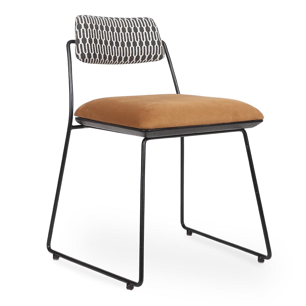 Minik - Metal Dining Chair, Ash/Oak/Beech Base, Stained, Upholstered Seat & Back 2 by Alankaram