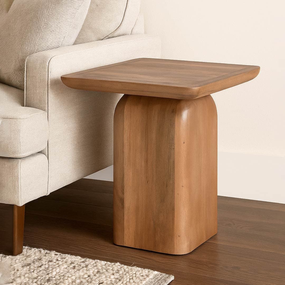 Nookra Natural Sheesham Wood Square Top Side Table- Wooden Slice by Wooden Slice