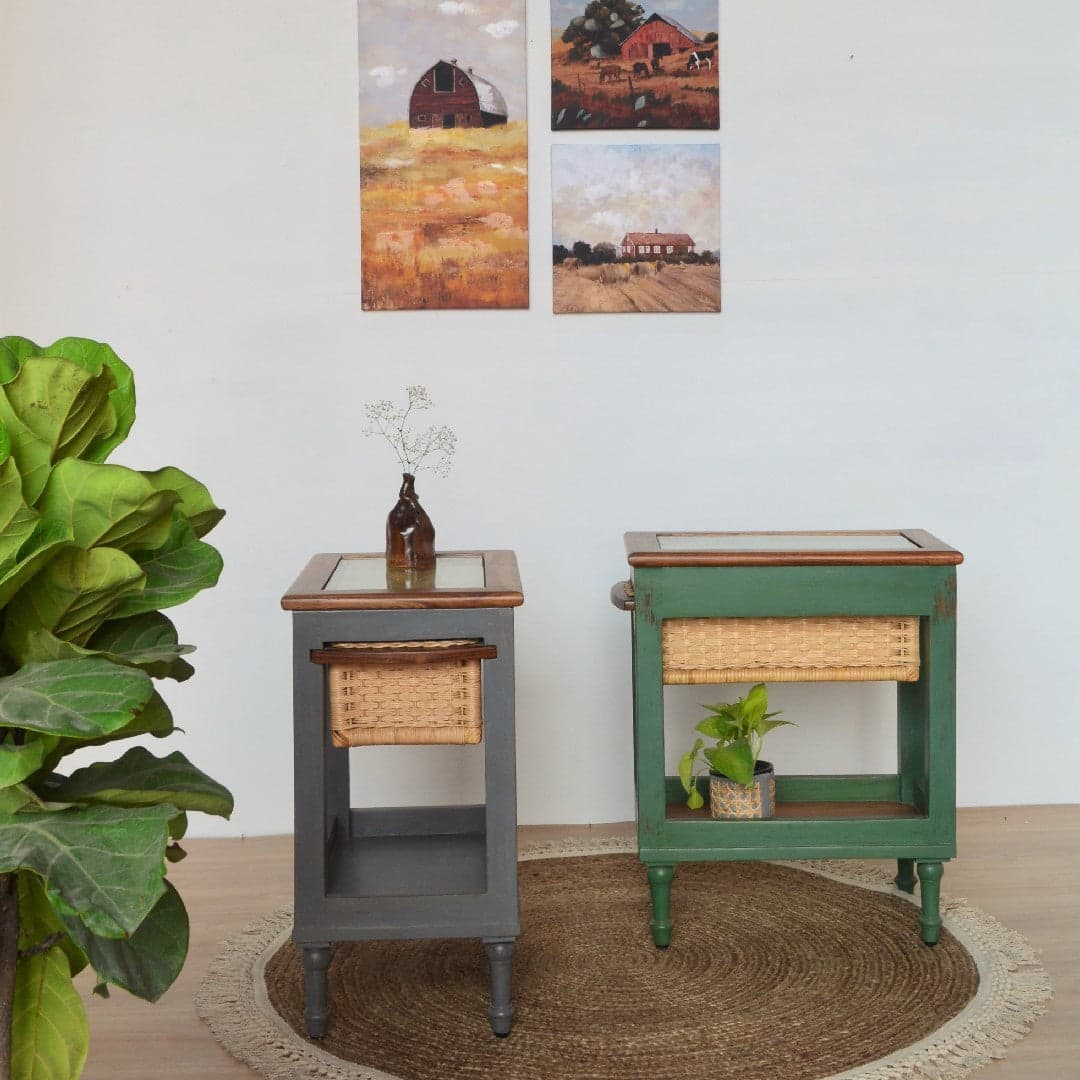 Sorren Cane Basket End Table by Opaque studio