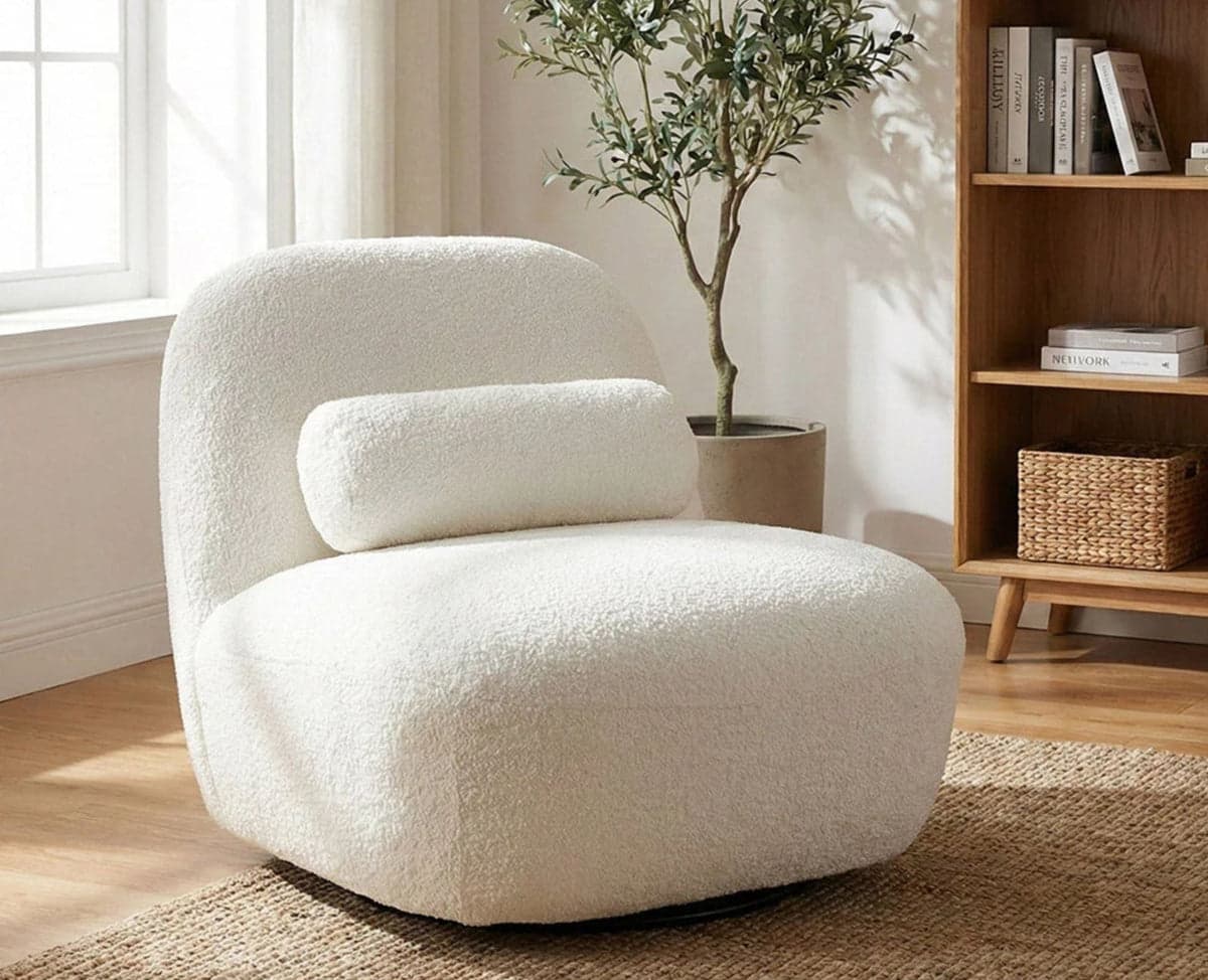 Adrienne Bell Chair – Modern Upholstered Bell Chair for Home & Café - (White) by Furniselan
