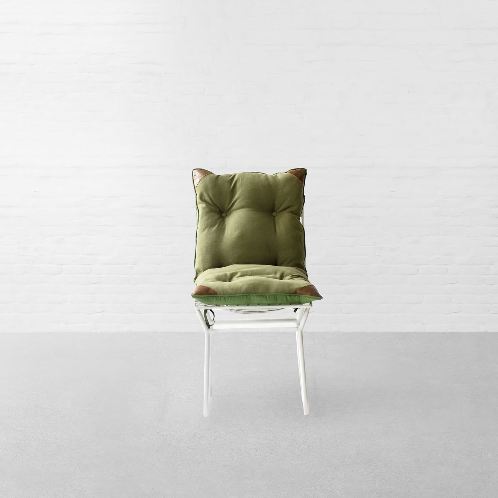 Rosso Metal Chair With Tie-Up Cushion by Gulmohar Lane