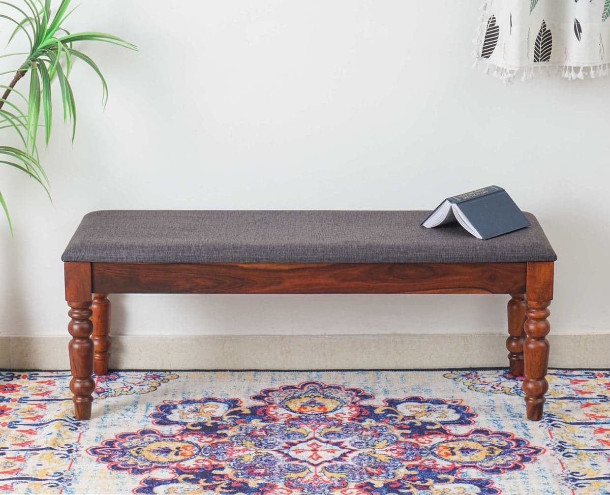 Belgium 3 Seater Sheesham Wood Bench - (Maple Finish) by Furniselan