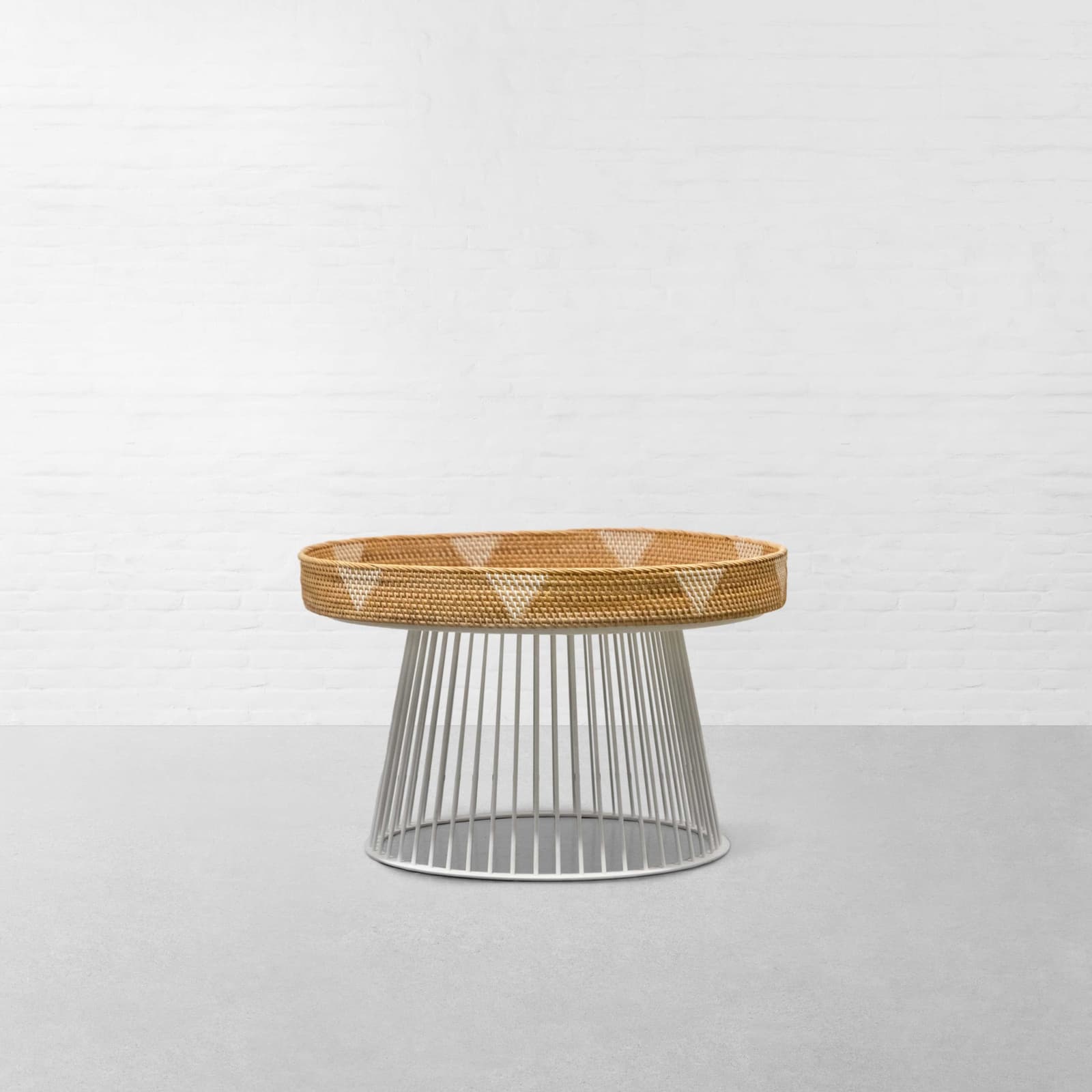 Darjeeling Handwoven Coffee Table - Natural & White (White Base) by Gulmohar Lane