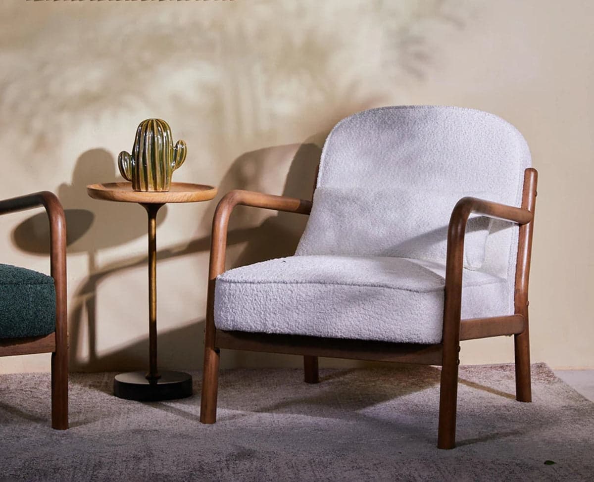 Baron Solid Rubber Wood Arm Chair - (White) by Furniselan