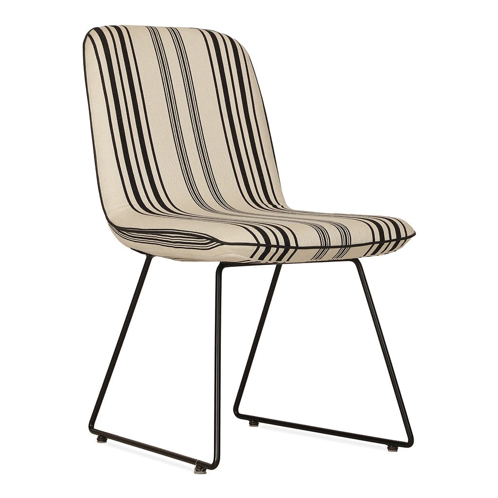 Poro - Metal Dining Chair, Full Upholstered, Black Printed Fabric 2 by Alankaram