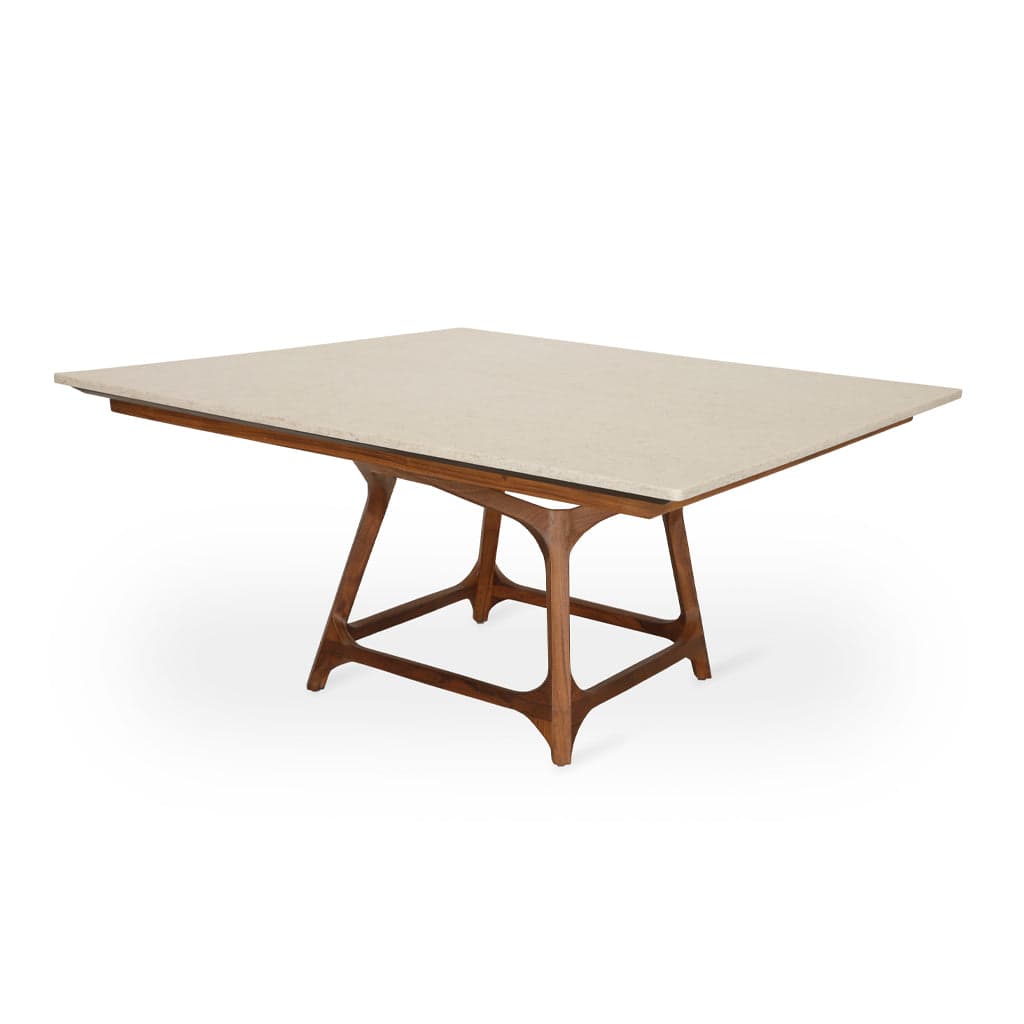 Dolgu - Eight Seater Teak Dining table, Stone Top by Alankaram