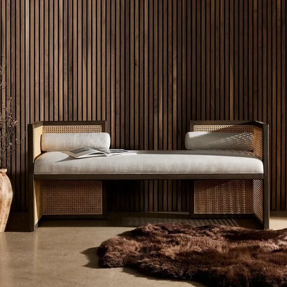 Elegant Wooden 2-Seater Sofa with Rattan Cane Design | Premium Living Room Sofa – Furnhands® by Furnhands