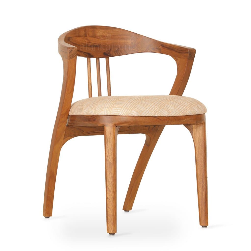 Kratky - Teak Dining Chair, Upholstered Seat 3 by Alankaram