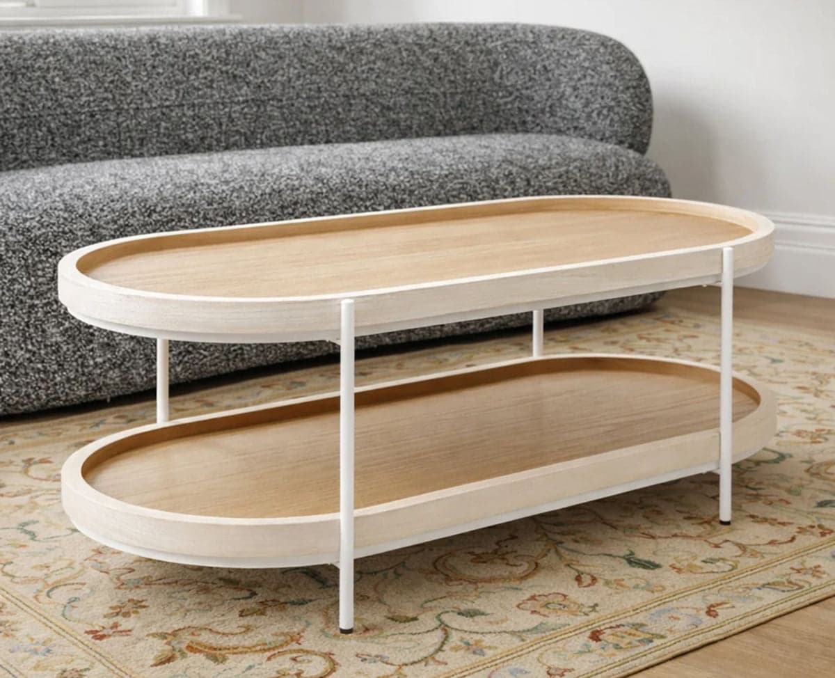 Dolla Wooden Coffee Table - (Oak & White) by Furniselan