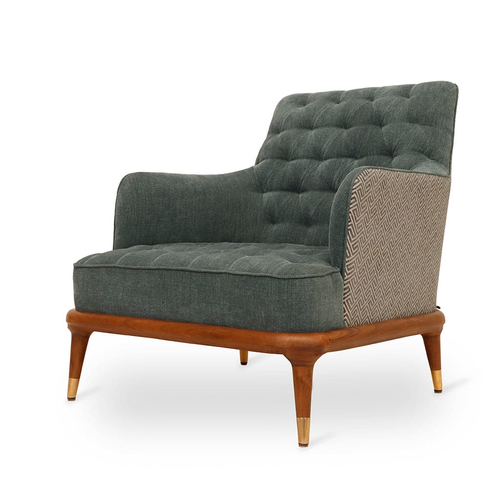 Koki - Teak Lounge Chair, Brass accentuations by Alankaram