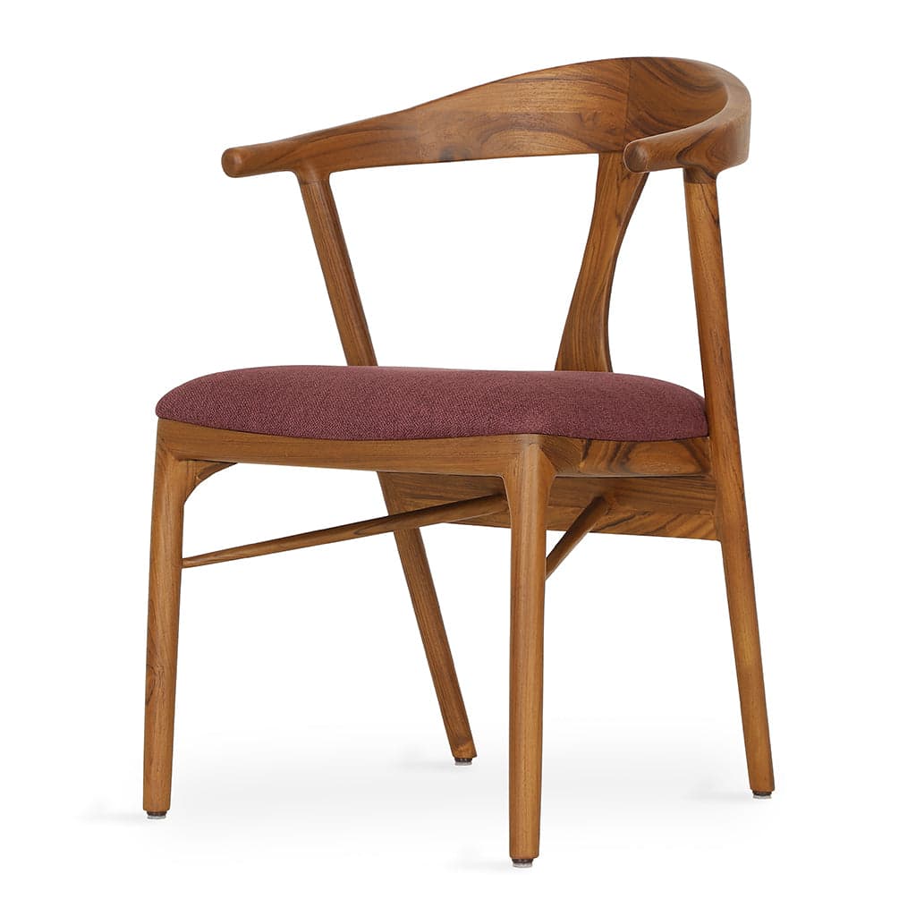Ploot - Teak Dining Chair, Upholstered Seat by Alankaram