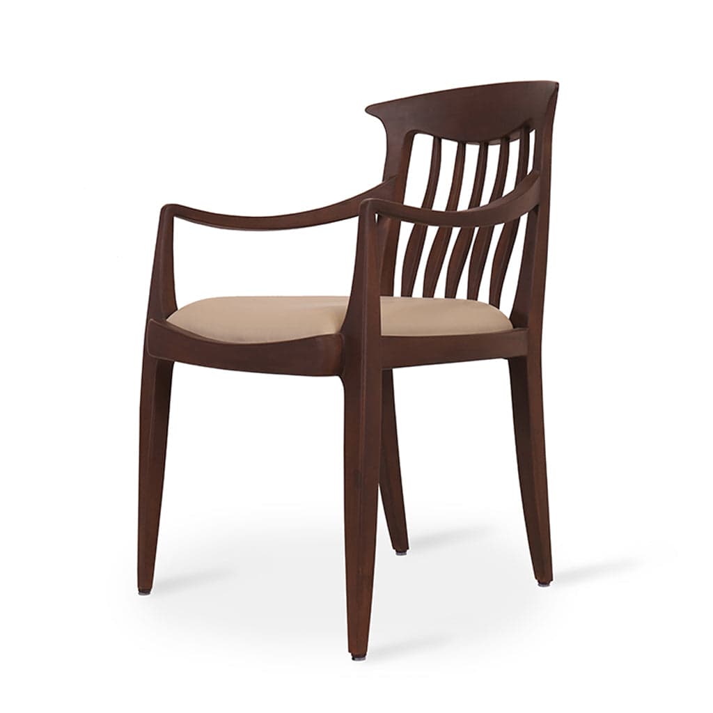 Avara - Ash/Oak/Beech Dining Chair, Stained, Cream Leatherette by Alankaram