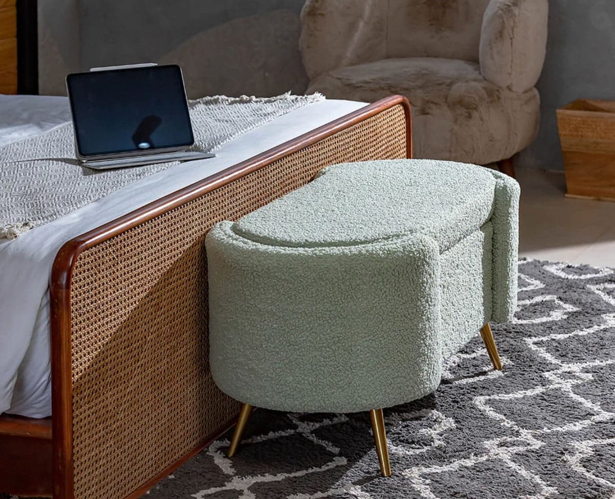 Islington Polyester Storage Bench With Steel Legs - (Green) by Furniselan