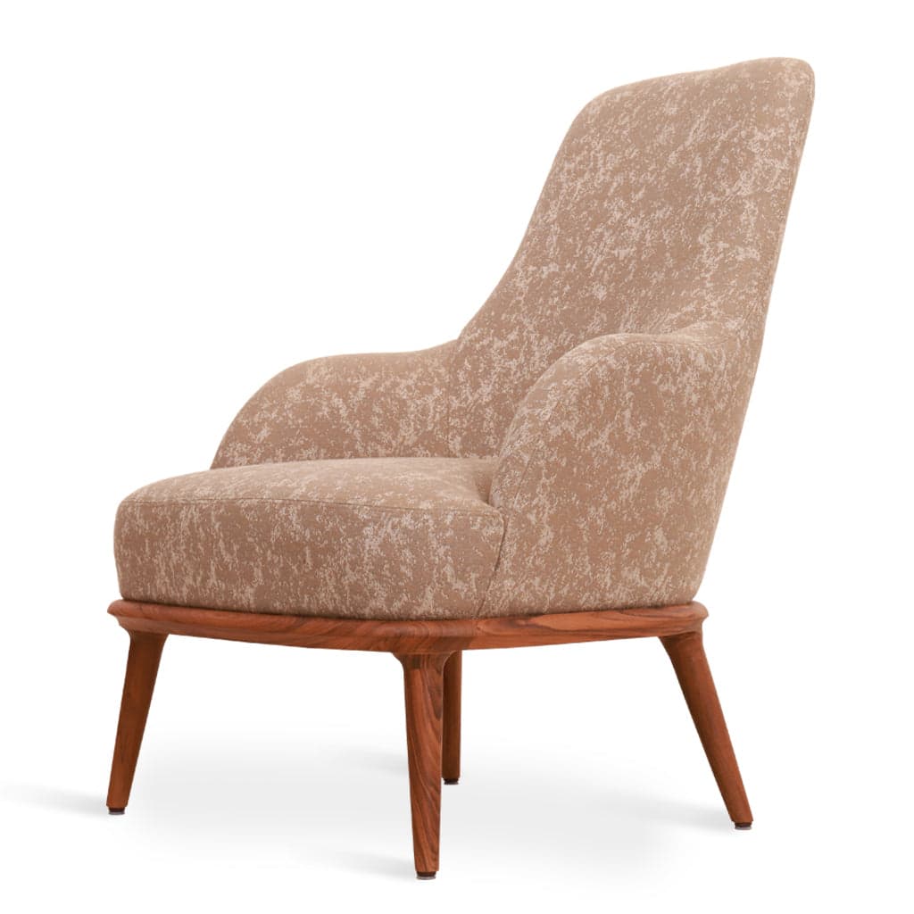 Iyi - Teak Lounge Chair, Cream Fabric by Alankaram