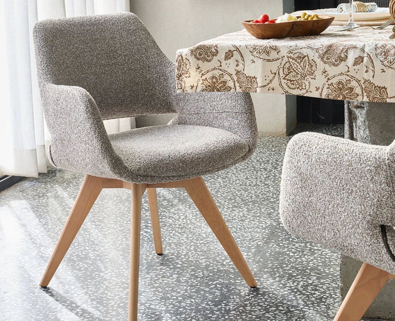 Bastion Dining Chair – Modern Upholstered Dining Chair for Home & Café - (light khaki) by Furniselan