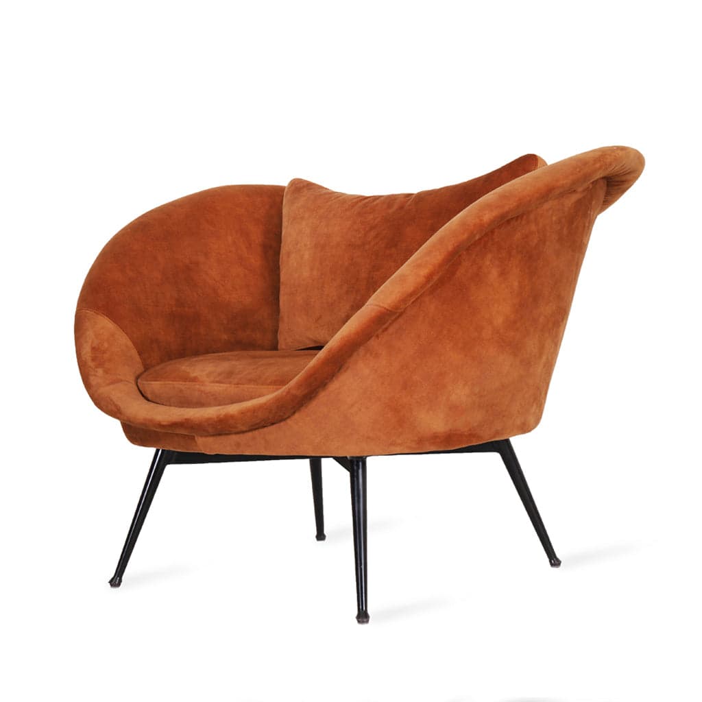Paligo - Metal Lounge Chair, Red Fabric by Alankaram