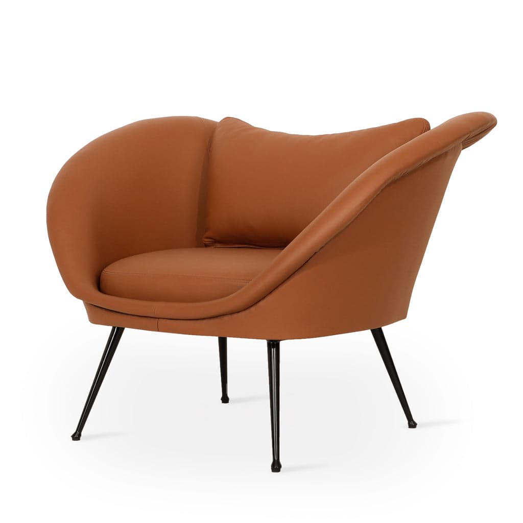 Paligo - Metal Lounge Chair, Tan Leather by Alankaram