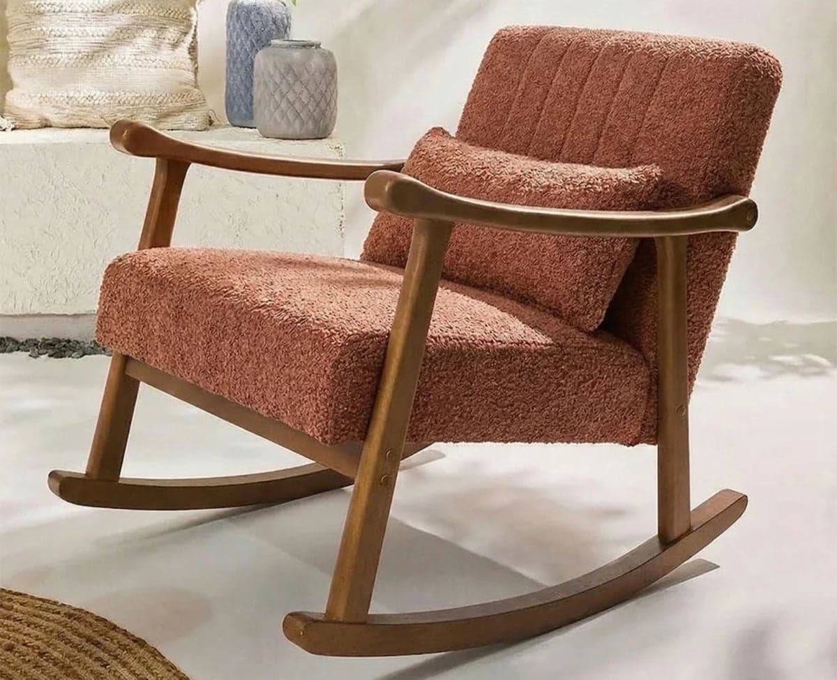 Margaret Wooden Rocking Chair - (Dusty Rose brown) by Furniselan