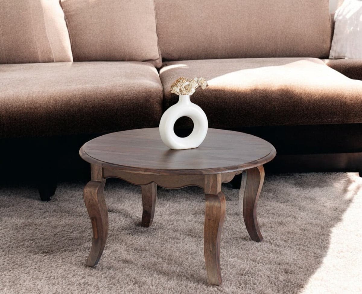 Denmark Sheesham Wood Round Coffee Table - (Grey Finish) by Furniselan
