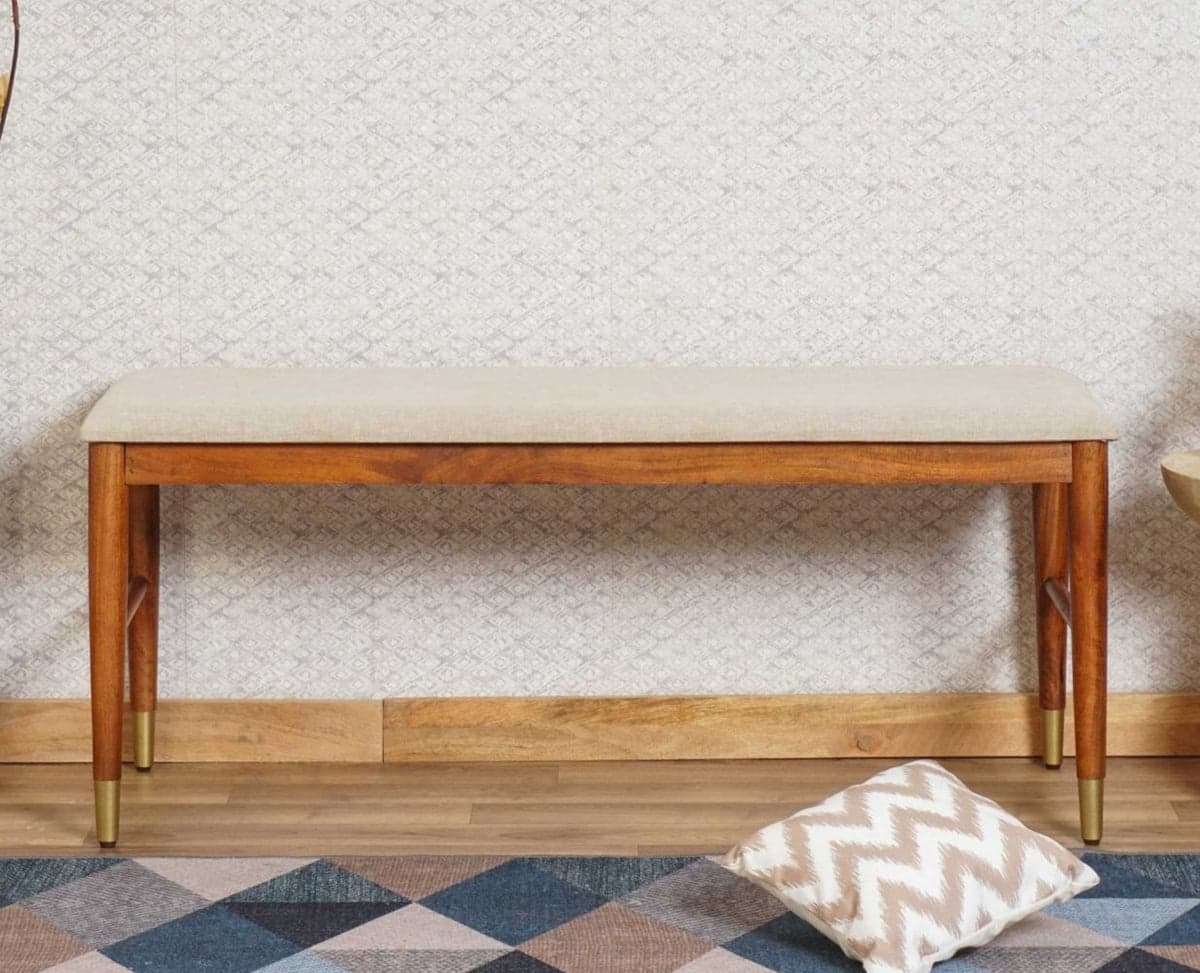 Boston Solid Wood Three Seater Bench - (Brown Finish) by Furniselan