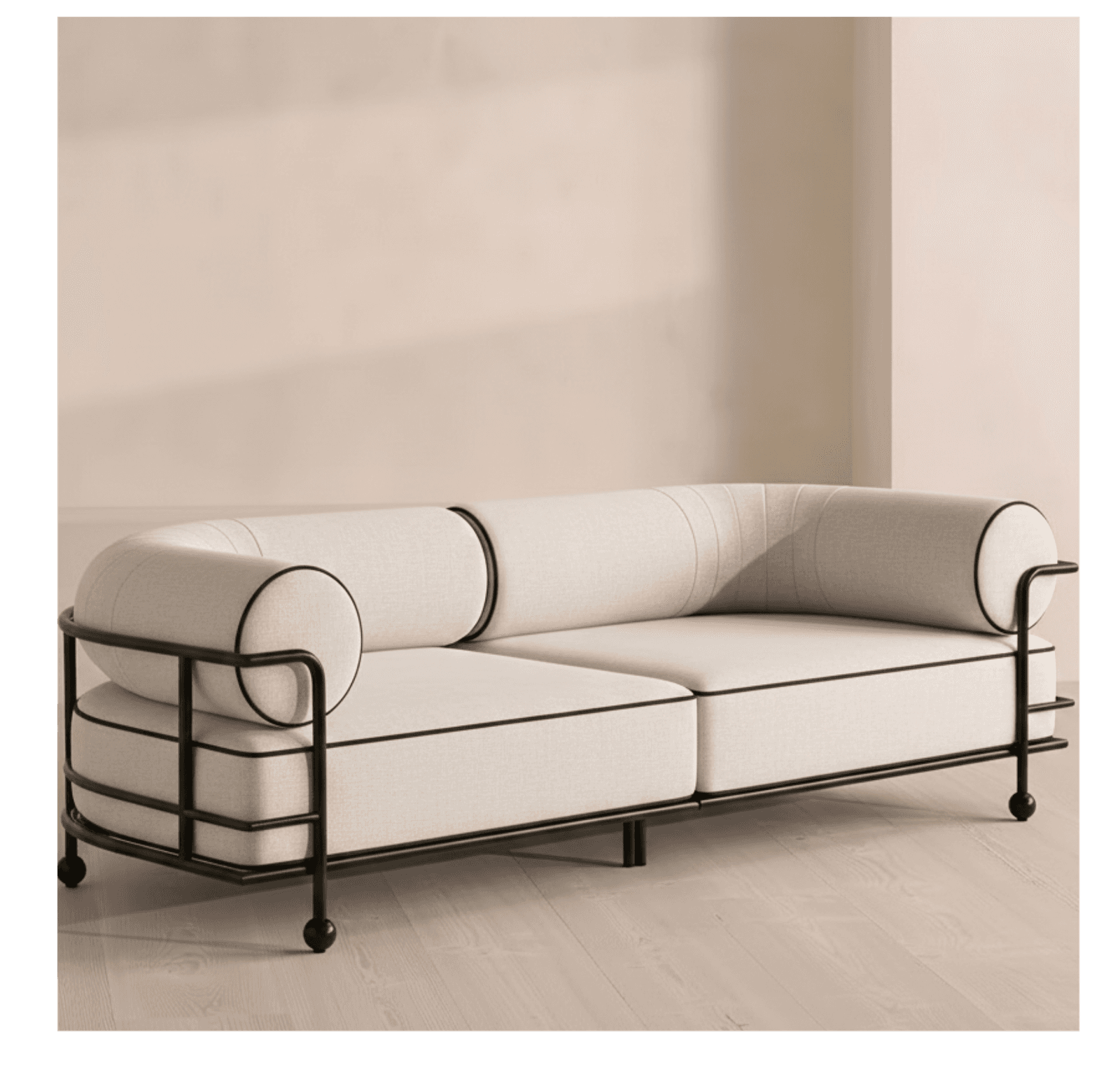 LINE & ARC 3 Seater (Chalk & Ink) by The Inside project